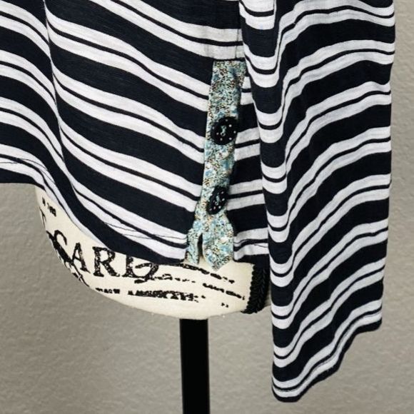 Anthropologie 9-H15 STCL Sz S Long Sleeve Knit Top Black White Striped Boat Neck - Picture 6 of 11